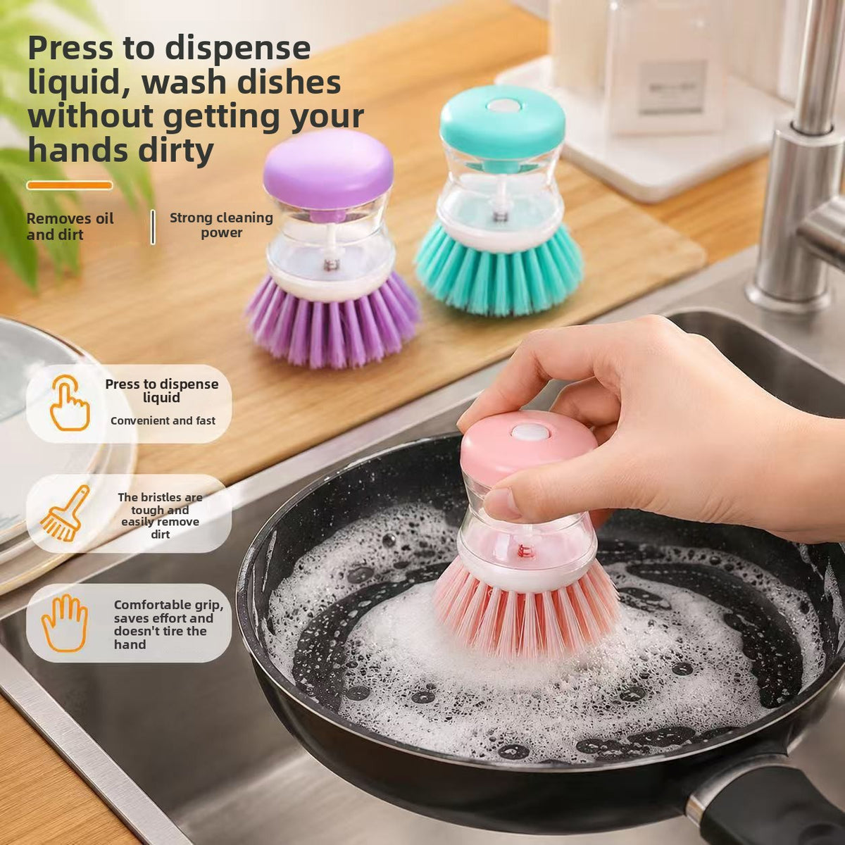Yabane™ Multifunctional Automatic Liquid Dispensing Kitchen Brush